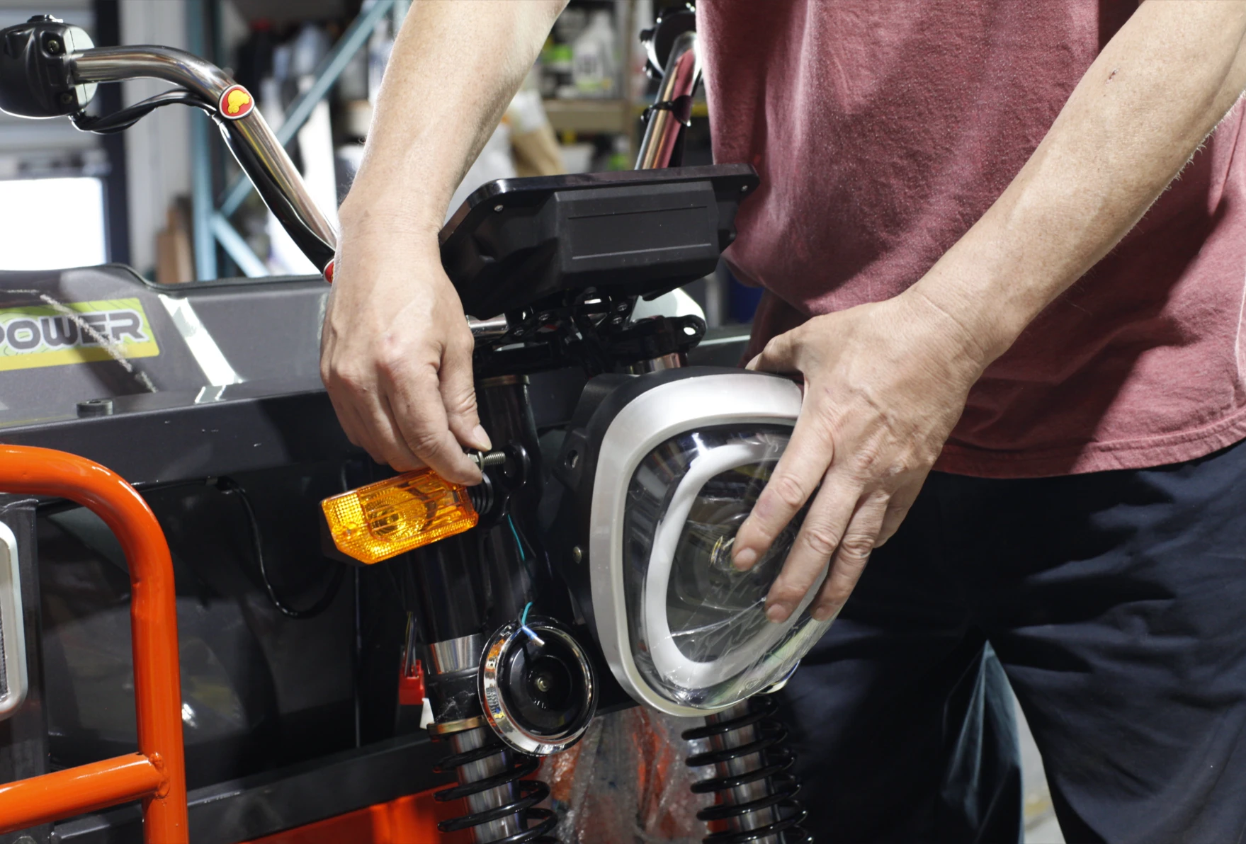 Install headlight with embedded screw nuts and threaded rod